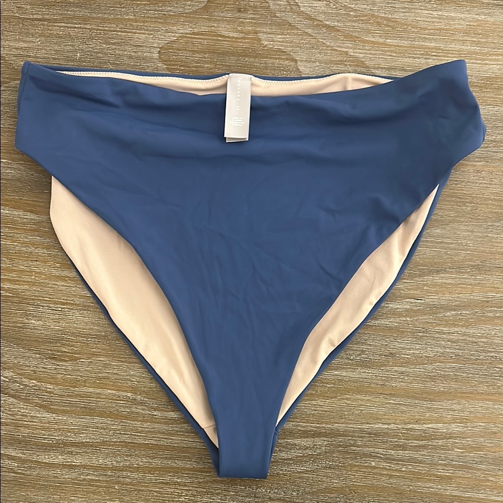 Chelsea 28 Women's Blue High-Waisted Bikini Bottom, Sz L